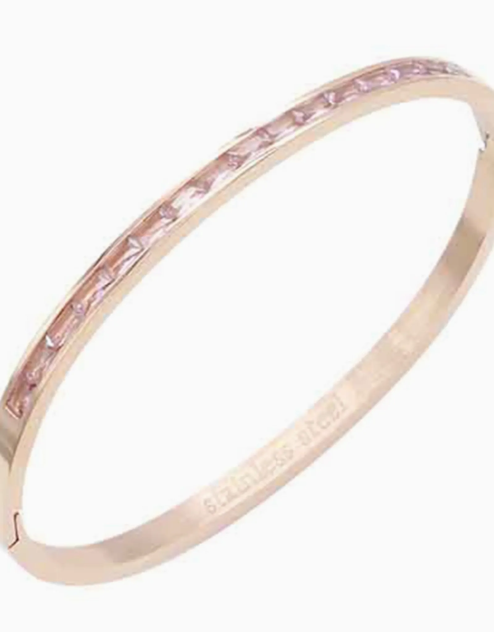   Stainless Steel Stone Pave Hinged Bangle