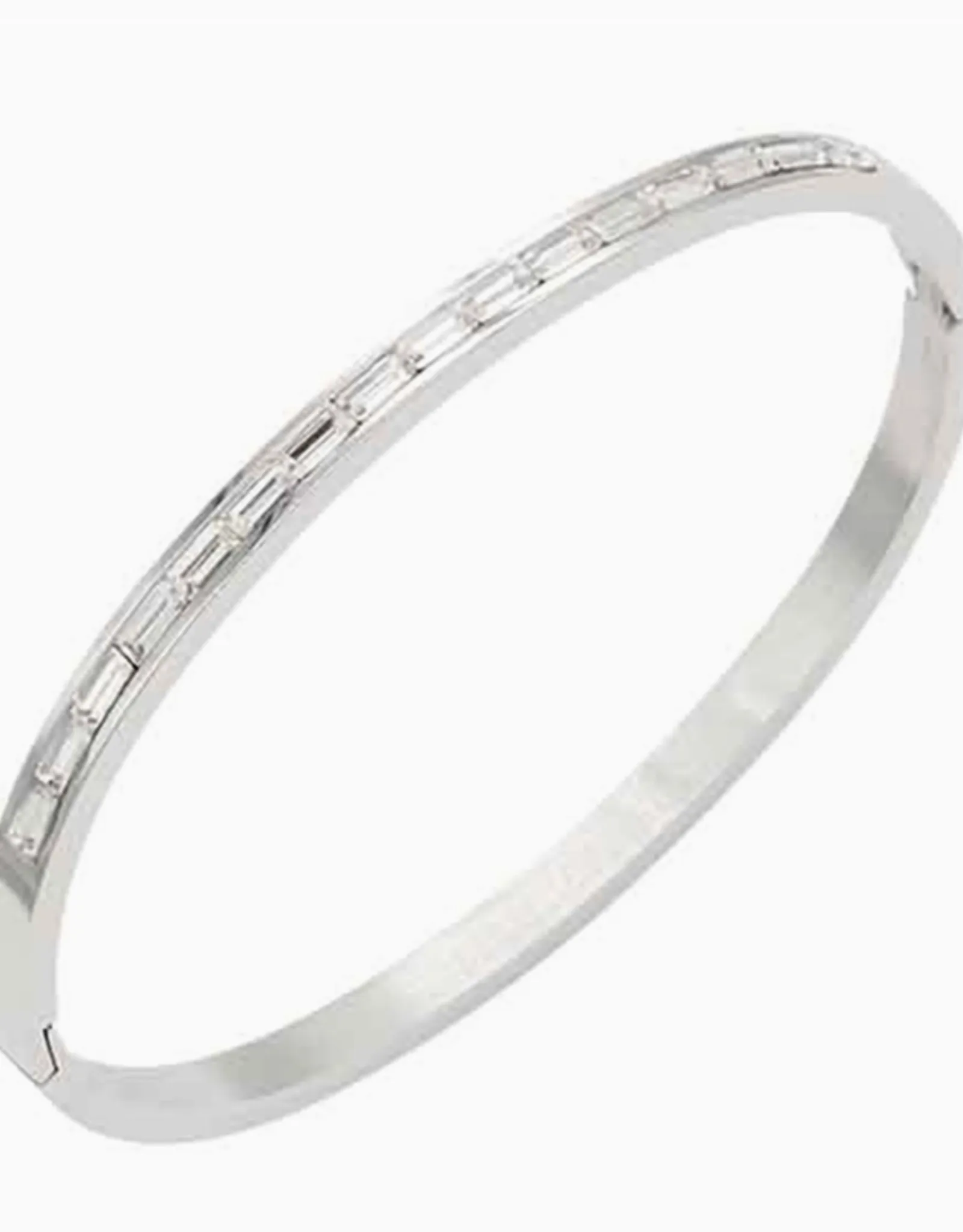   Stainless Steel Stone Pave Hinged Bangle