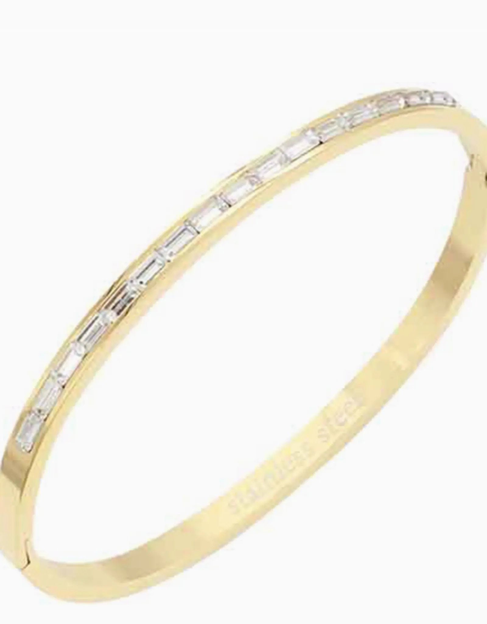   Stainless Steel Stone Pave Hinged Bangle