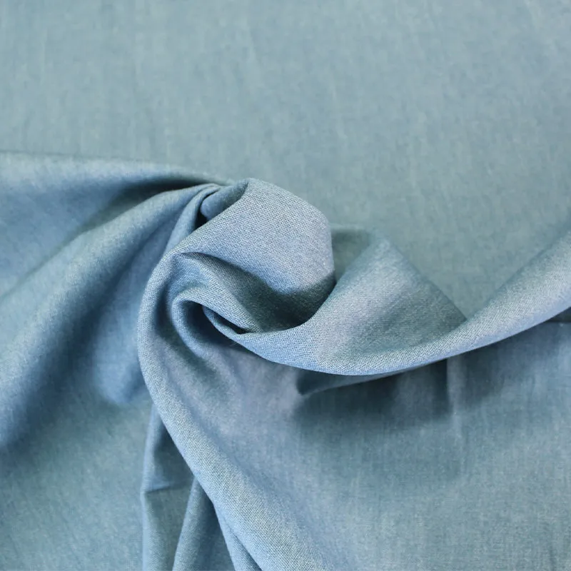 Stonewashed Cotton Denim - Pale Blue