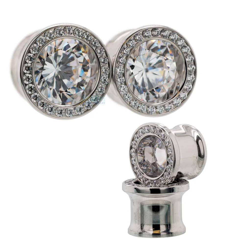 Super Gemmed BIG BLING Plugs ( Eyelets ) with Brilliant-Cut Gems - Sapphire