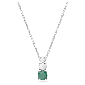 Swarovski Attract Trilogy pendant Round cut, Green, Rhodium plated -5646717