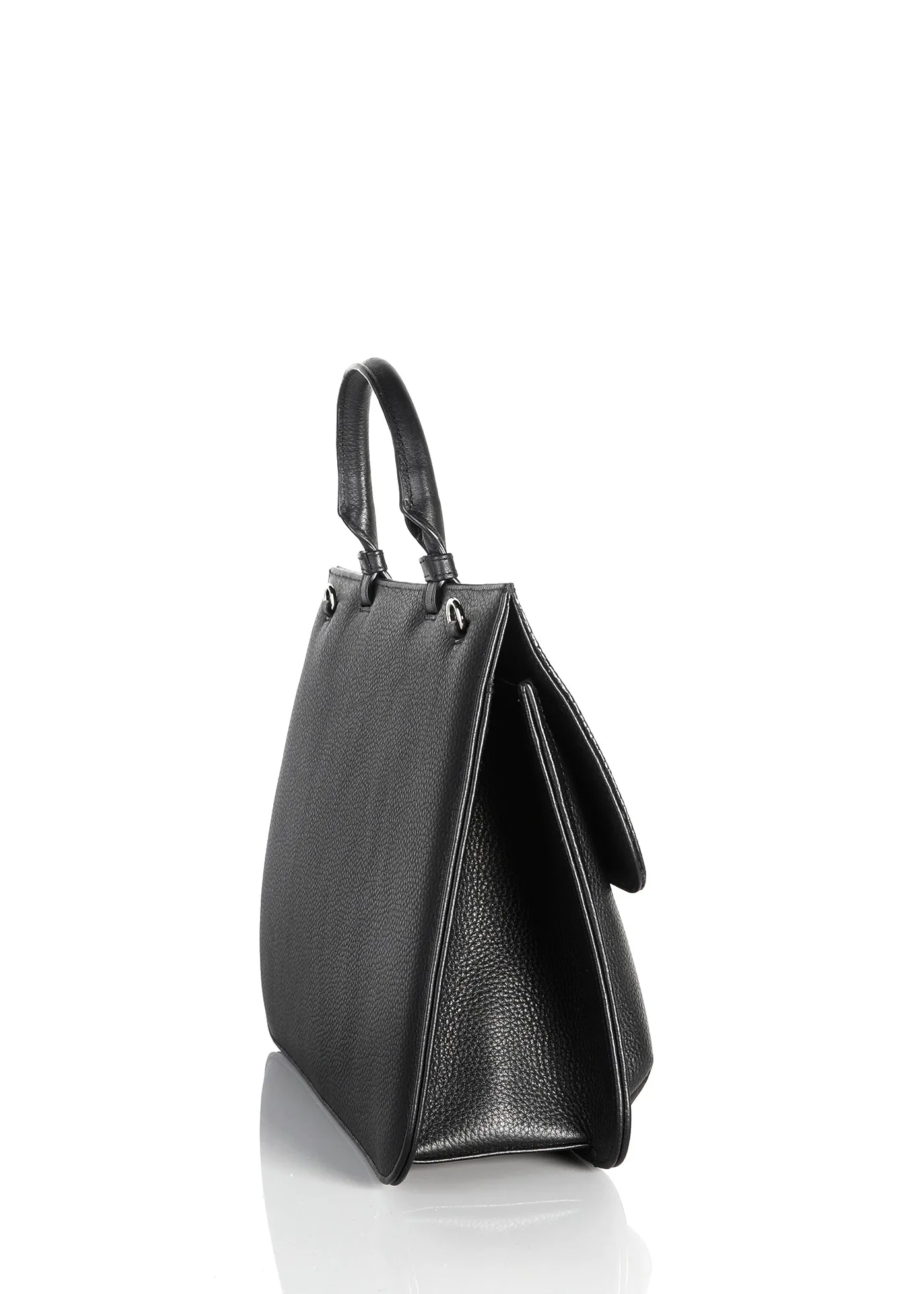 Sydney Convertible Satchel - Black Lizard & Leather, Onyx Grommet