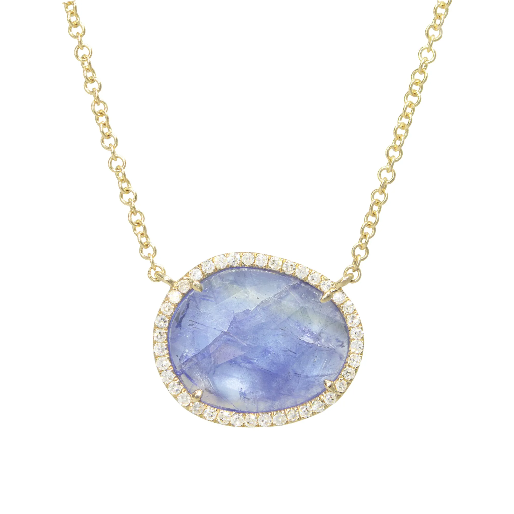 Tanzanite Pebble Necklace With Diamonds