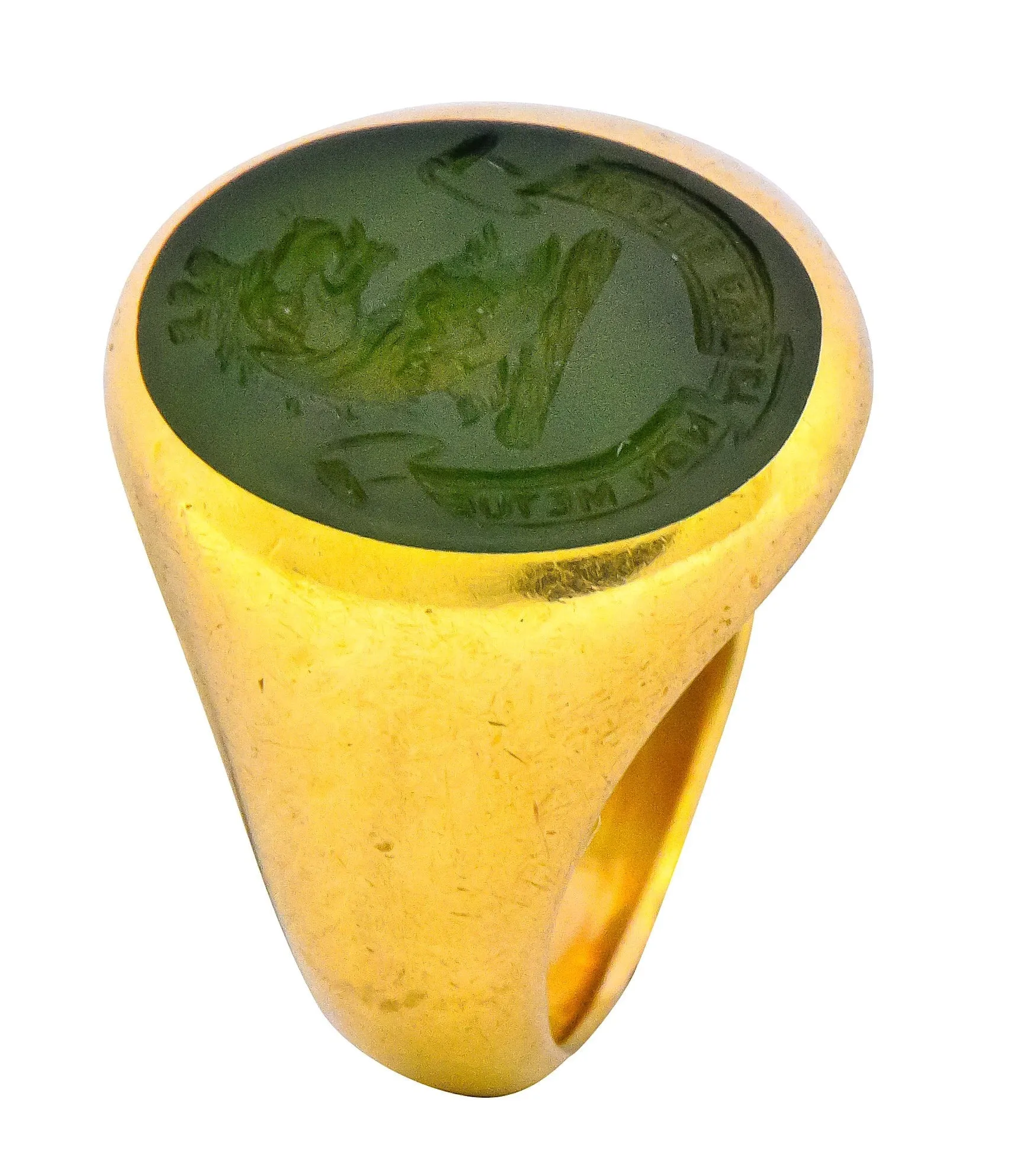 Tiffany & Co. Victorian Intaglio Jade 18 Karat Gold Lion Unisex Signet Ring