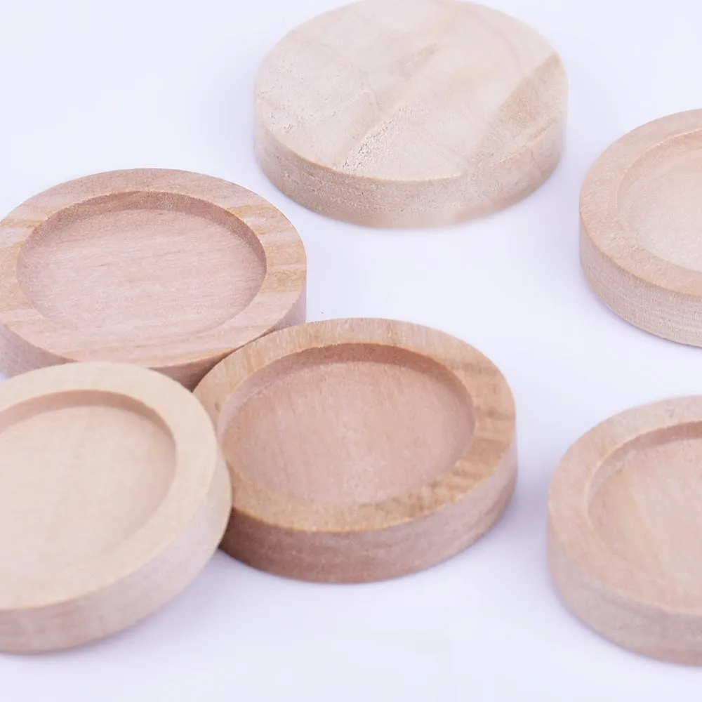 Unfinished wooden pendant base wood Pendant Blank Round Pendant Setting wood trays fit 15mm round Cabochon primary 20pcs