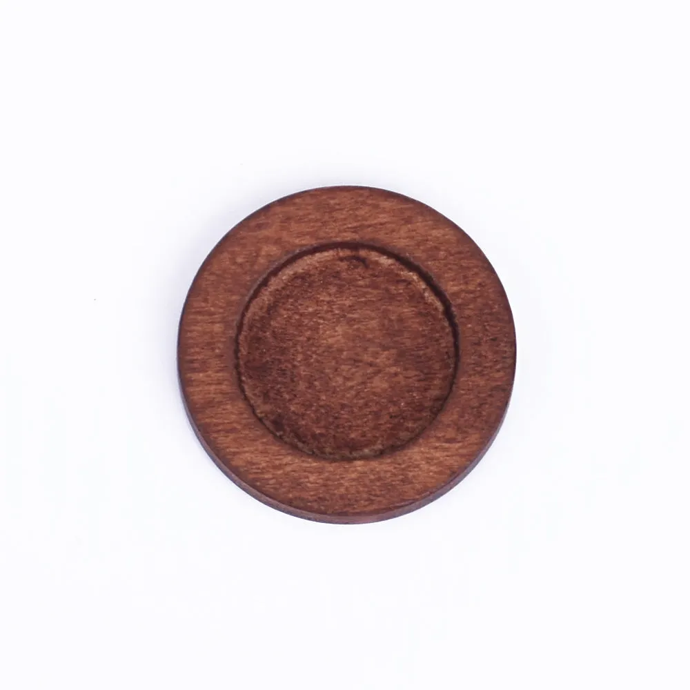 Unfinished wooden pendant base wood Pendant Blank Round Pendant Setting wood trays fit 15mm round Cabochon red coffee 20pcs