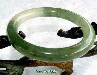 Vintage Qing Dynasty Classic Round Jadeite Bangle Bracelet 54.8mm (V-1208)