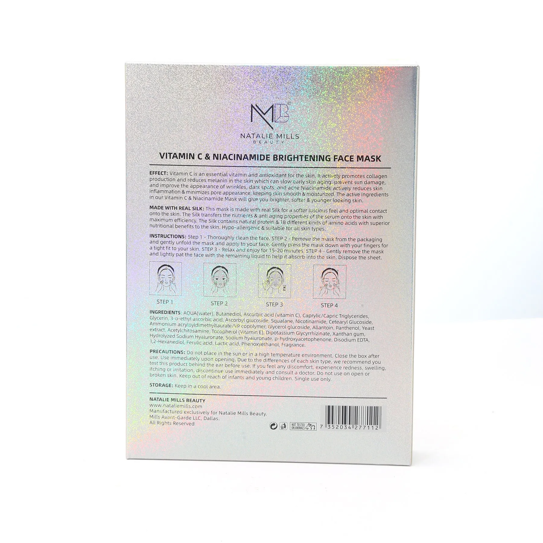 Vitamin C & Niacinamide Brightening SILK Face Mask - Box of 8