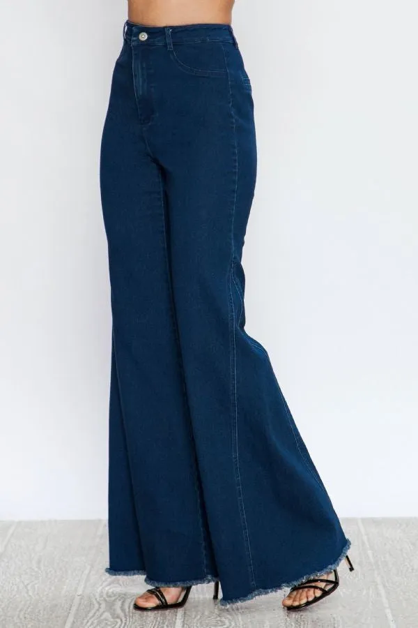 Women's High Waisted Flare Denim Pants