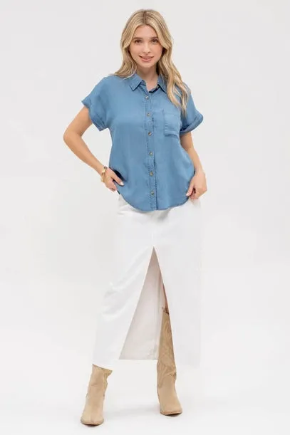 Xander Short Sleeve Denim Top