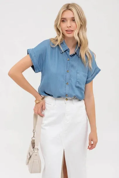 Xander Short Sleeve Denim Top