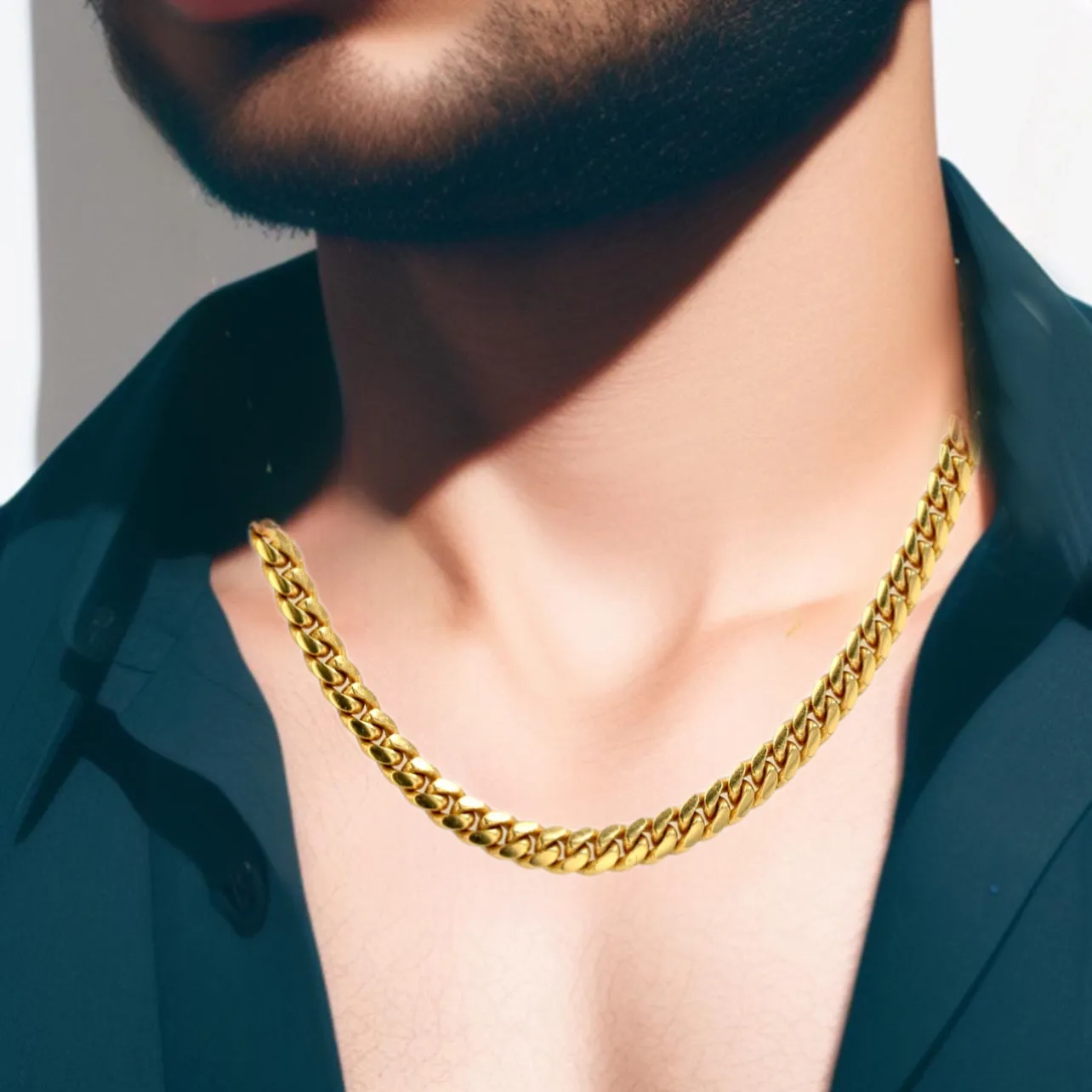 Yellow 18k gold solid miami Cuban link chain