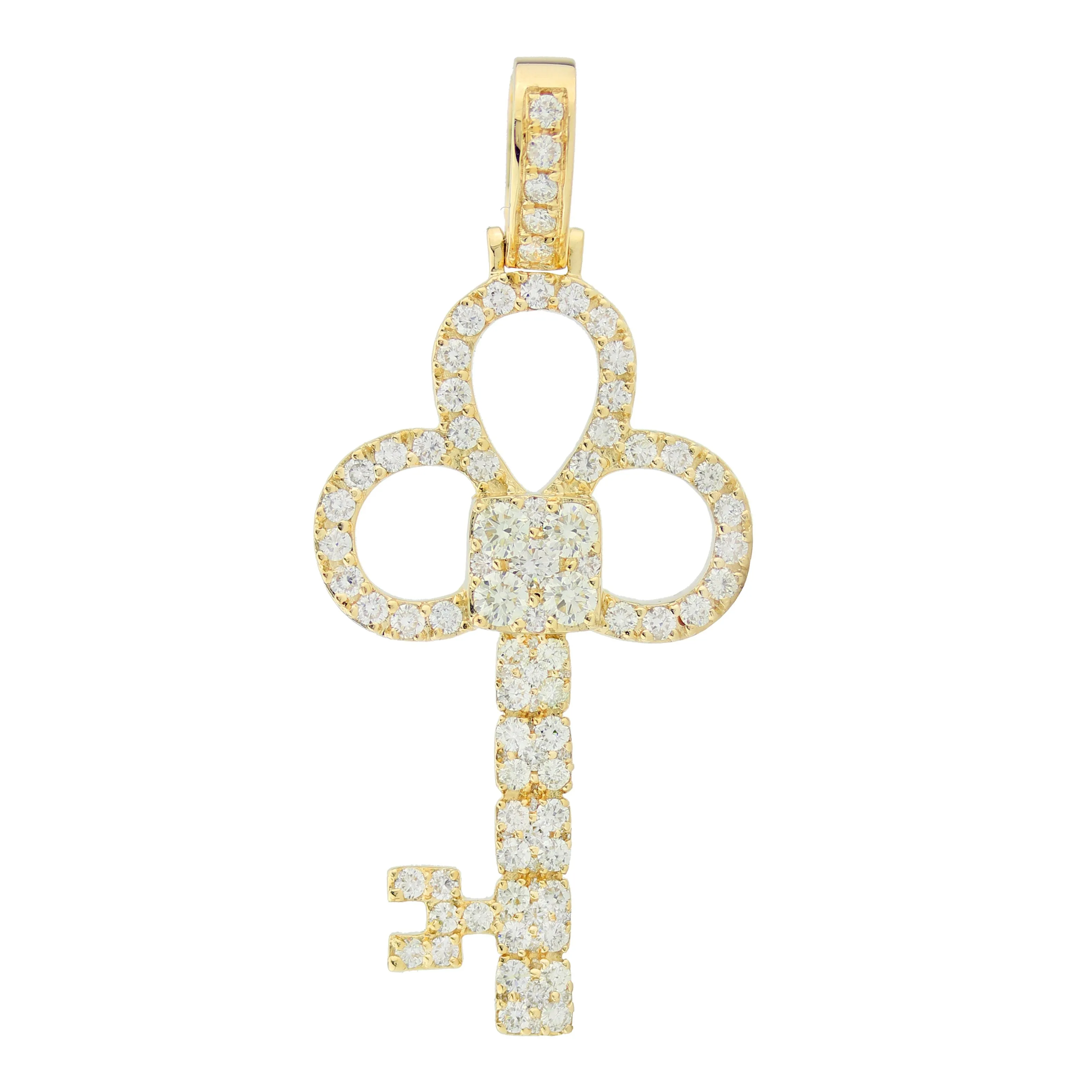 Yellow Gold Key Pendant with Diamonds Small